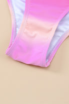Gradient Color Knotted V Neck Bikini Swimsuit