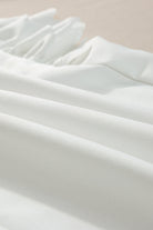 White Solid Color Scalloped Ruffle Sleeve Top