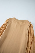 Solid Patchwork Sleeve Round Neck Sweatshirt