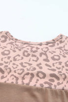 Khaki Leopard Yoke Color Block T Shirt
