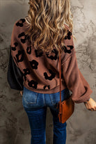 Leopard Print Colorblock Pullover Sweater
