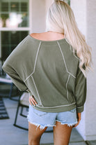 Exposed Seam Patchwork Dolman Sleeve Top