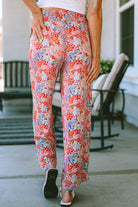 Gorgeous Print Drawstring Smocked High Waist Pants