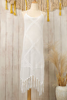 Crisscross Knot Back Hollow Out Tasseled Beach Dress