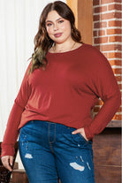 Piping Detail Plus Size Long Sleeve Top