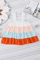 Frill Straps Color Block Tiered Tank Top