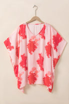 Plus Size Tie-dye Print 3/4 Sleeve Tunic Top