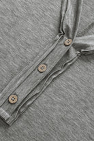 Plus Size Buttoned V Neck Batwing Sleeve Top