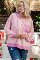 Corded Colorblock Patchwork Plus Size Hoodie