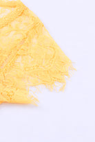Yellow Lace Crochet Short Sleeve U Neck T Shirt