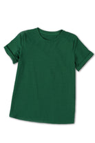 Green Solid Color Crew Neck Tee