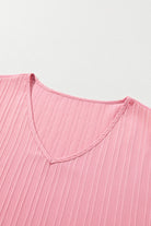 Ruffled Half Sleeve V Neck Textured Plus Top