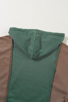 Plus Size Colorblock Patchwork V Neck Hoodie
