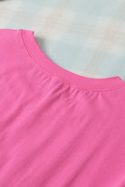 Bonbon Feeling Lucky Embroidered Letter Graphic Half Sleeve Top