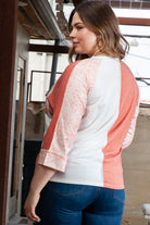 Colorblock Drop Shoulder Bracelet Sleeve Plus Size Top