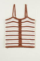 Striped Buttoned Cropped Knitted Vest