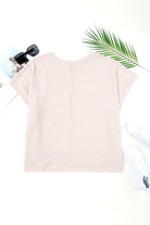 Apricot Ribbed Knit Batwing Sleeve Tunic Oversized T Shirt