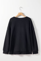 Black Orange Colorblock Leopard Patchwork Waffle Knit Plus Size Top