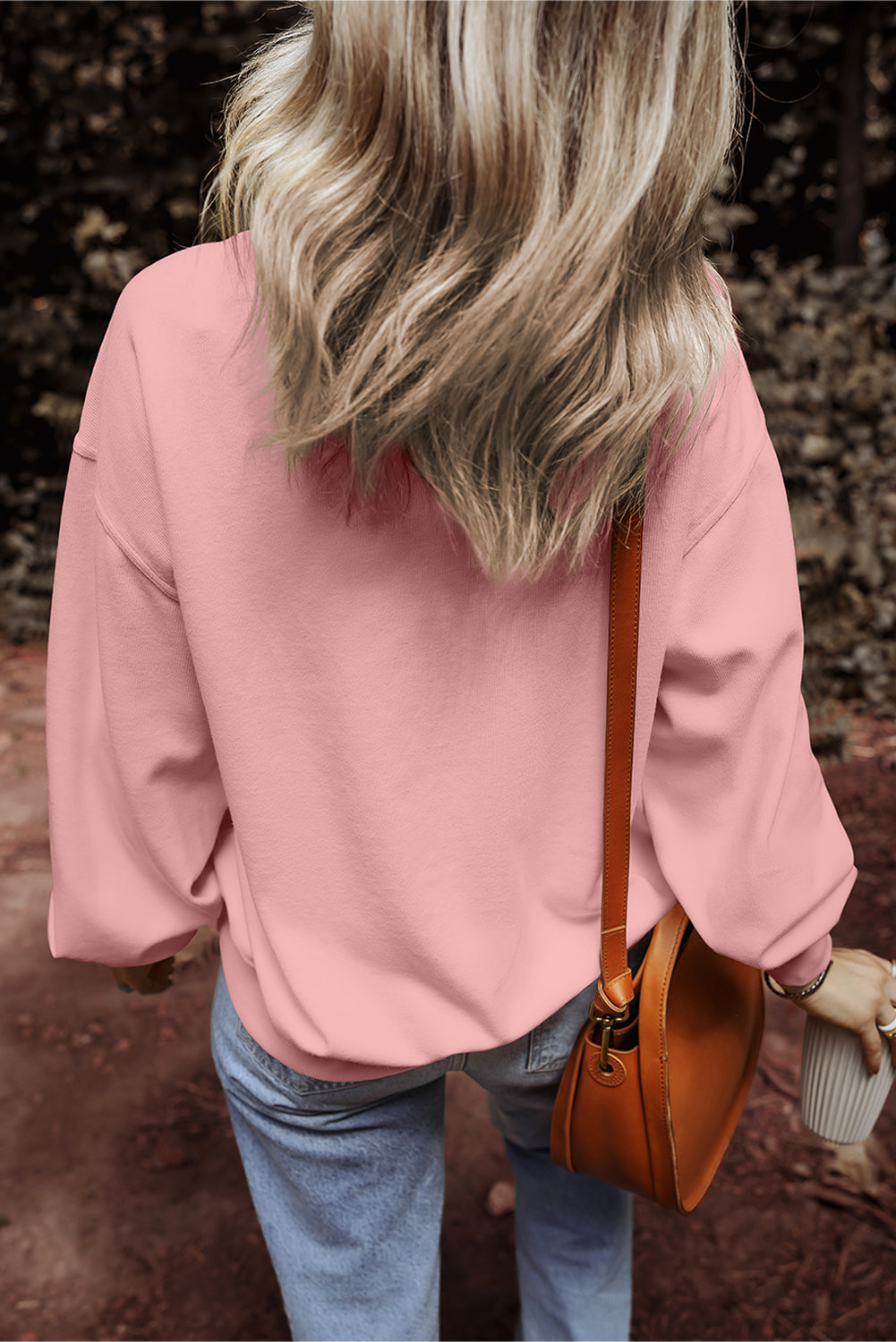 Loose Drop Shoulder Ribbed Sweatshirt