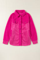 Faux Suede Sherpa Patchwork Button-up Shacket