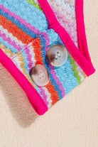 Rainbow Eyelet Knit Button Decor Tank Top
